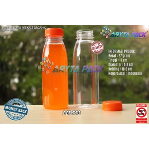 Botol plastik minuman 350ml jus cikita tutup orange segel (PET780)