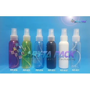 Botol plastik PET Lena hitam 100ml tutup spray natural (PET833)