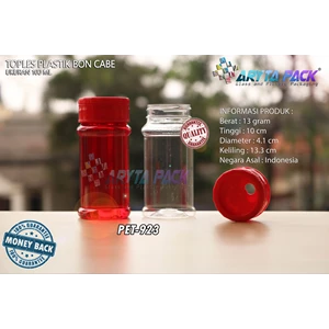 PET923. PET plastic jar 100 ml boncabe straight sliding lid Red 