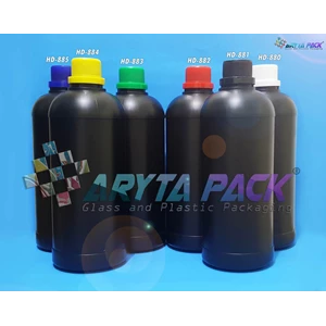 Botol plastik HDPE 1 liter labor hitam tutup putih (HD880)