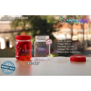 PET997. PET plastic jar 200 ml Red cap love jam 