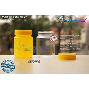 PET984. Jar jam 200 ml PET plastic round cover yellow 