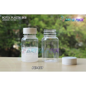 PET959. Plastic drinks bottle 125 ml BKB lid seal white  