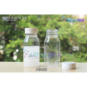 Botol plastik minuman 150ml BKB tutup segel putih (PET962)