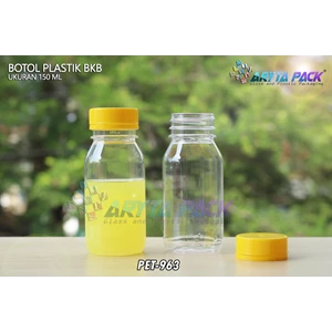 PET963. Plastic drinks bottles 150 ml BKB lid seal yellow  