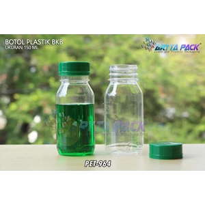Botol plastik minuman 150ml BKB tutup segel hijau (PET964)