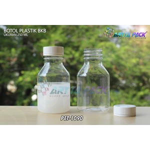 Botol plastik minuman 250ml BKB tutup segel putih (PET1090)