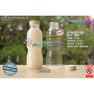 Botol plastik PET 200ml aqua tutup segel putih (PET1242)