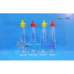 Botol plastik PET kecap ulir 150ml tutup fliptop merah (PET1196)