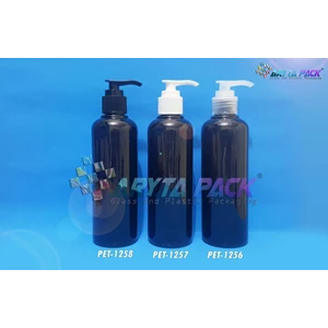 Botol plastik PET 250ml Joni hitam tutup pump natural (PET1256)