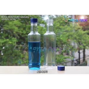 Botol plastik minuman 350ml marjan kecil tutup biru (PET1373)