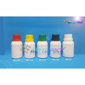 Botol plastik HDPE 100ml labor putih susu tutup hitam (HD1164)