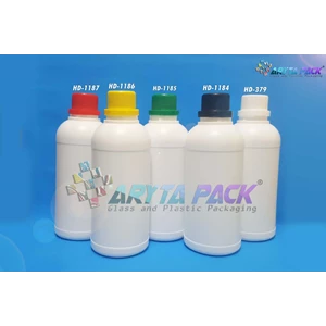 Plastic bottle 500 ml HDPE milk white labor Red cap (HD1187)