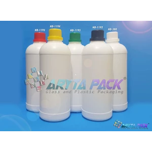 Botol plastik HDPE 1 liter labor putih susu tutup putih (HD380)