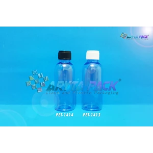 Botol plastik PET 60ml Lena biru tutup ulir hitam (PET1414)