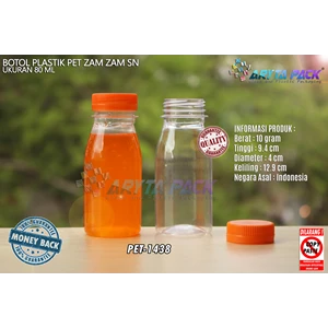 80ml PET plastic bottle zam-zam short orange seal (PET1436)