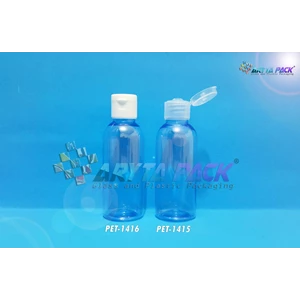 Botol plastik PET lena 60ml biru tutup flip top putih (PET1416)