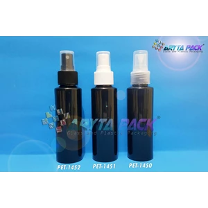 Botol plastik PET Lena siku hitam 100ml tutup spray natural (PET1450)