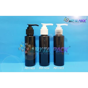 Botol plastik PET 100ml Lena siku hitam tutup pump natural (PET1453)