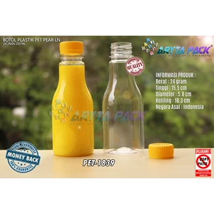 Botol plastik minuman 250ml pear tutup segel kuning (PET1839)