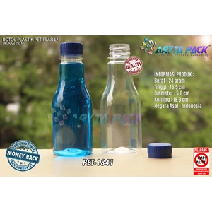Botol plastik minuman 250ml pear tutup segel biru (PET1841)