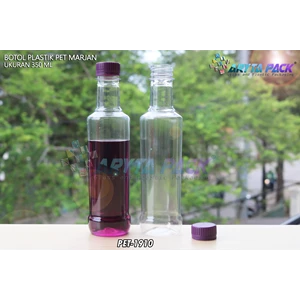 Botol plastik minuman 350ml marjan kecil tutup segel ungu (PET1910)