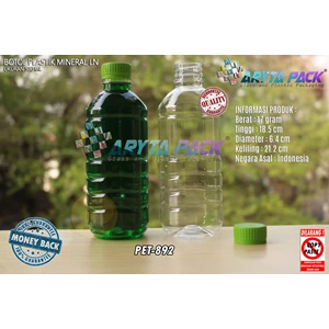 Botol plastik pet 500ml aqua tutup segel hijau (PET892)