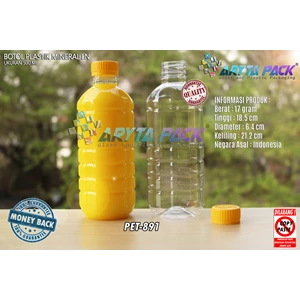 Botol plastik pet 500ml aqua tutup segel kuning (PET891)