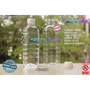 Botol plastik pet 500ml aqua tutup segel natural (PET2056)