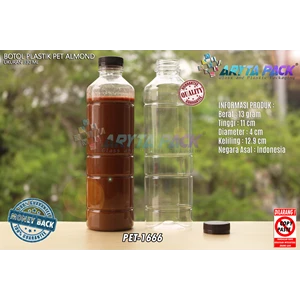 Botol plastik minuman 330ml pet almond tutup coklat (PET1666)