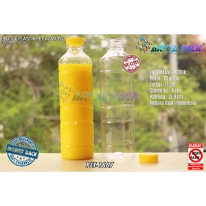 Botol plastik minuman 330ml pet almond tutup kuning (PET1667)