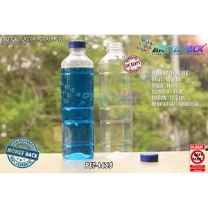 Botol plastik minuman 330ml pet almond tutup biru (PET1668)