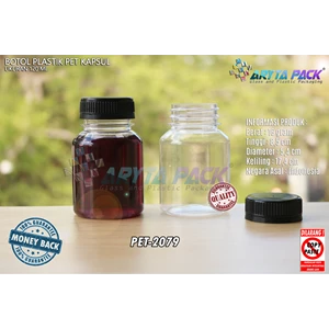 Plastic beverage bottle 120ml capsule black cap seal (PET2079)