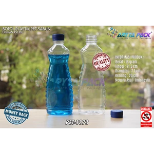 Botol plastik minuman 450ml sabun cair tutup ulir biru (PET1873)