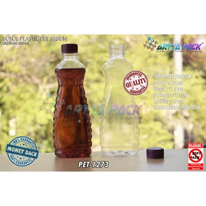 Botol plastik minuman 450ml sabun cair tutup ulir ungu (PET1273)