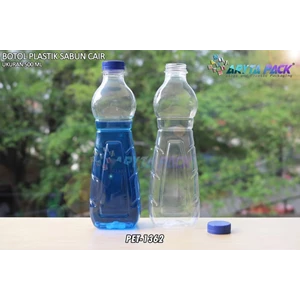 Botol plastik minuman 500ml sabun cair tutup ulir biru (PET1362)