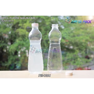 Botol plastik minuman 500ml sabun cair tutup ulir putih (PET1364)