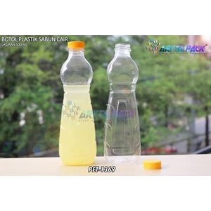 Botol plastik minuman 500ml sabun cair tutup ulir kuning (PET1369)