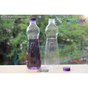 Botol plastik minuman 500ml sabun cair tutup ulir ungu (PET1863)