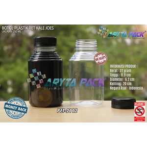 Drink plastic bottle 250ml kale joe's juice black seal cap (PET2112)