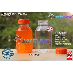 Botol plastik minuman 250ml jus kale joe's tutup orange segel (PET2217)