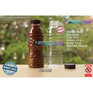 Botol plastik PET 200ml aqua tutup segel coklat (PET1985)