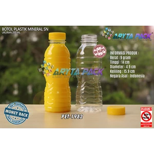 Botol plastik PET 200ml aqua tutup segel kuning (PET1982)