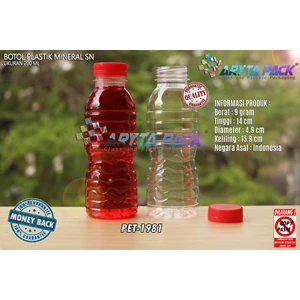 Botol plastik PET 200ml aqua tutup segel merah (PET1981)
