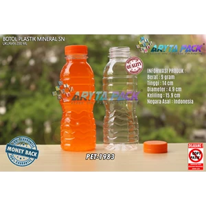Botol plastik PET 200ml aqua tutup segel orange (PET1983)