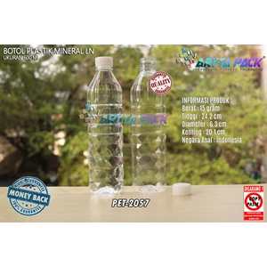 Botol plastik PET 600ml aqua tutup segel natural (PET2057)