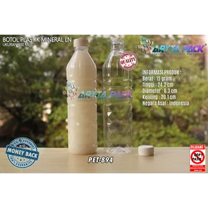 Botol plastik PET 600ml aqua tutup segel putih (PET894)