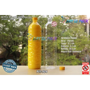 Botol plastik PET 1500ml aqua tutup segel kuning (PET904)