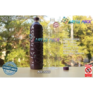 Botol plastik PET 1500ml aqua tutup segel ungu (PET2000)