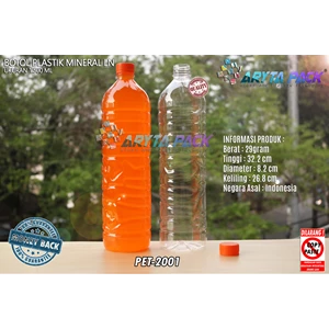 Botol plastik PET 1500ml aqua tutup segel orange (PET2001)